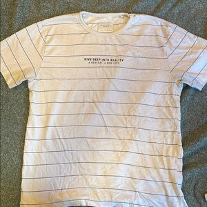 Poshmark White Striped T-Shirt